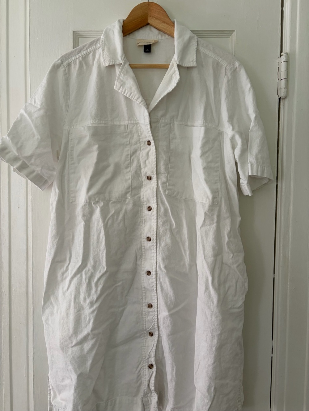 Universal Thread White Short-Sleeve Button-Front Shirt Dress